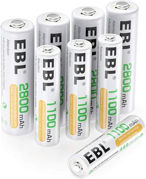 EBL Lot De 4 Piles AA AAA Rechargeables Lot De 4 Piles AA 2800 MAh