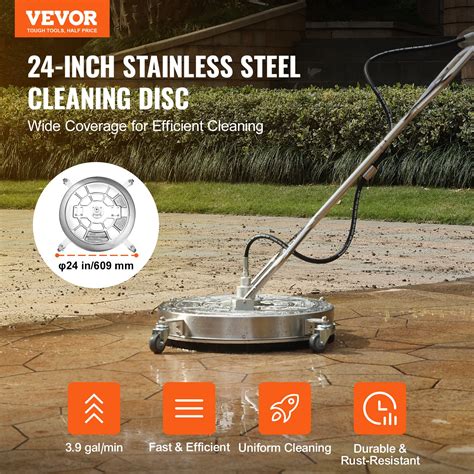 Vevor 24 Pressure Washer Surface Cleaner W Handles And Wheels Stainless Steel Concrete Cleaner