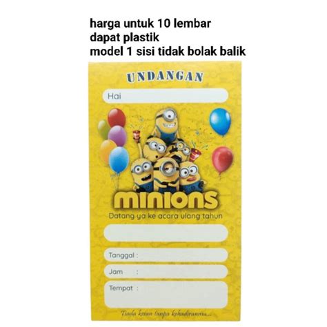 Jual Kartu Undangan Ulang Tahun Happy Birthday Karakter Minion Minions