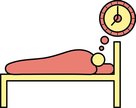 Man Resting Time On Bed Icon In Red And Yellow Color Vector