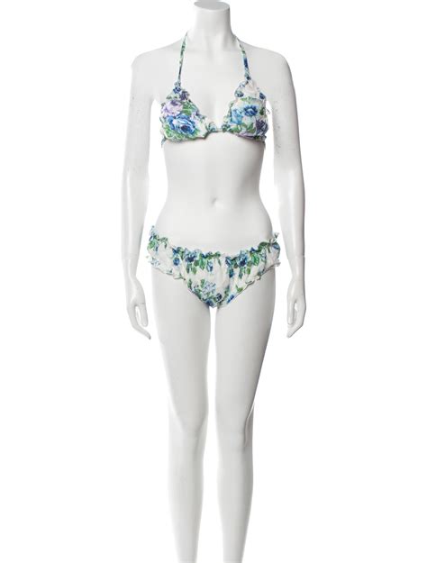 Zimmermann Floral Print Bikini Blue Swimwear Clothing Wzi