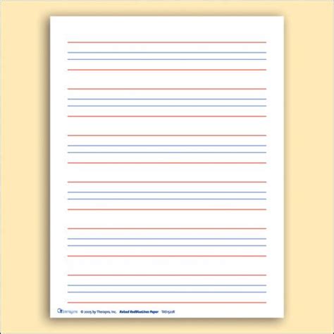 A Sheet Of Paper With Red And Blue Lines On The Bottom In Front Of A