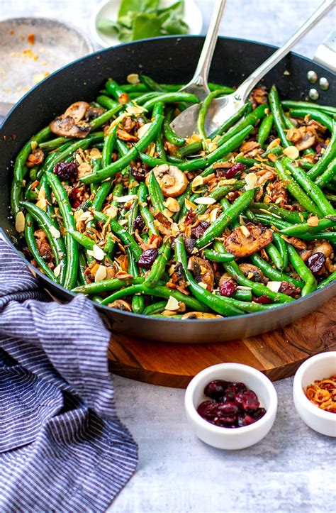 Sautéed Green Beans With Bacon Mushrooms Almonds with VIDEO