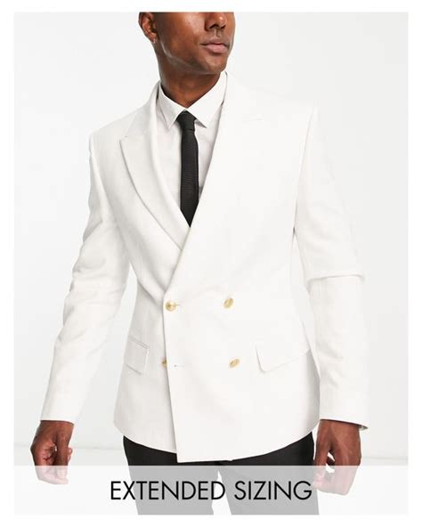 Asos Wedding Skinny Blazer With Gold Buttons In White For Men Lyst Uk