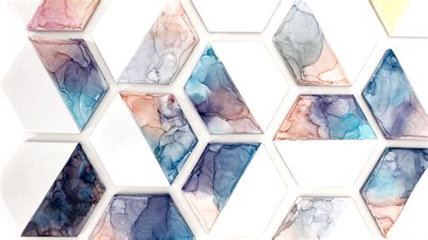 Alcohol Ink Art Tile Coasters Hexagon Home Decor Alcohol Ink Tiles