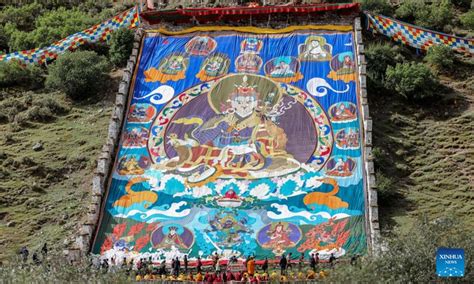 Monks Buddhism Followers Attend Annual Buddha Thangka Displaying