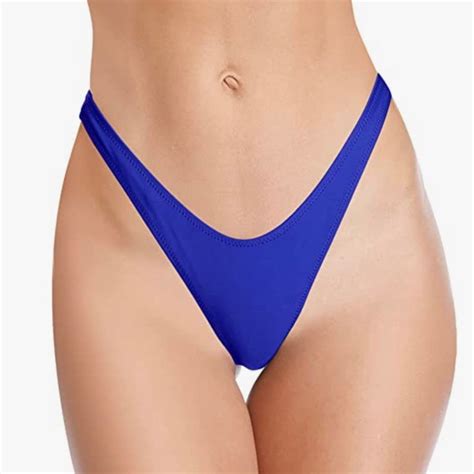 Swim Shekini Women Blue Hig Cut V Cheeky Brazilian Thong Bikini