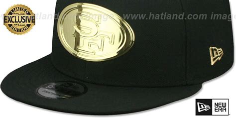 San Francisco 49ers Gold Metal Badge Snapback Black Hat