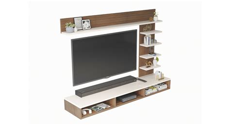 Primax Plus Engineered Wood Wall Mounted Tv Unit In Walnut And Frosty Finish Urban Ladder