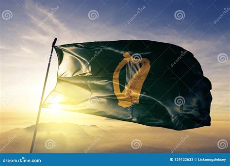 Leinster Province of Ireland Flag Textile Cloth Fabric Waving on the ...