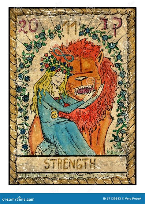 Strength Tarot Card Major Arcana Rider Waite Smith Royalty Free Stock