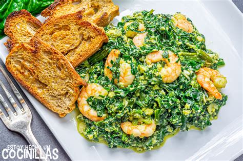 Receta De Revuelto De Espinacas Con Gambas