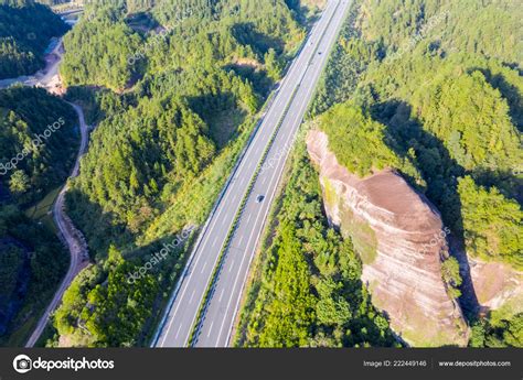 Aerial View Danxia Landform Expressway Stock Photo by ©chungking 222449146