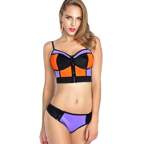 New Push Up Neoprene Bikini Set Women Sexy Swimsuit Crochet Bikini