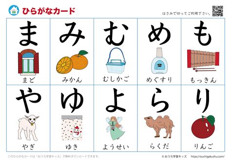 ひらがなカード（あいうえおカード）表側「文字と絵」⑤るれろわをん 無料プリント教材｜おうち学習キッズ