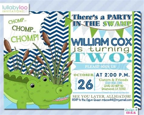 Alligator Birthday Invitations Cajun Party In The Swamp 511