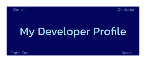 developer profile ive decided  write    dimterion