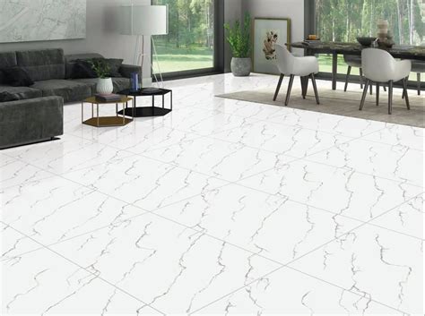 Glossy Vitrified Orientbell Pgvt Endless Statuario White Floor Tiles