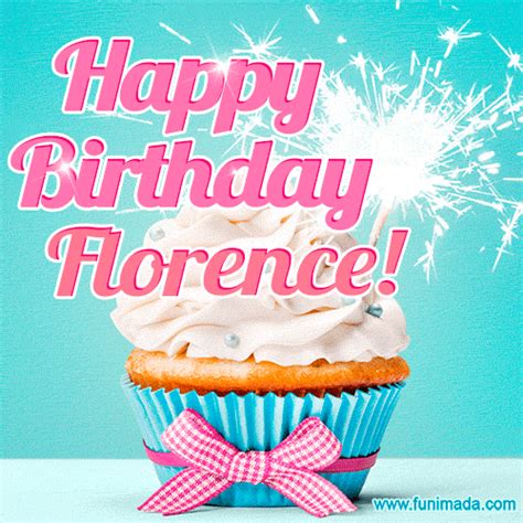 Happy Birthday Florence Elegang Sparkling Cupcake  Image