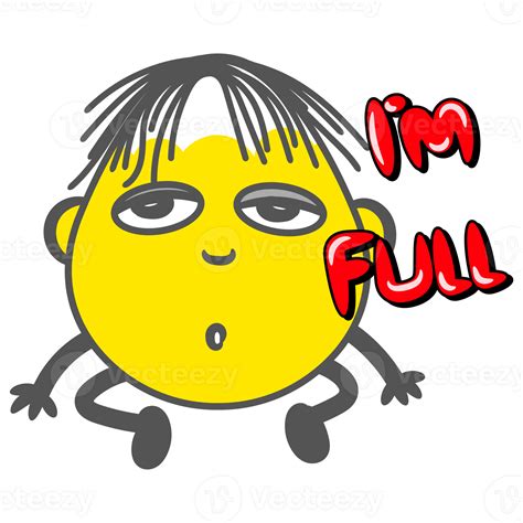 Round yellow cartoon I'm full gesture 27378875 PNG