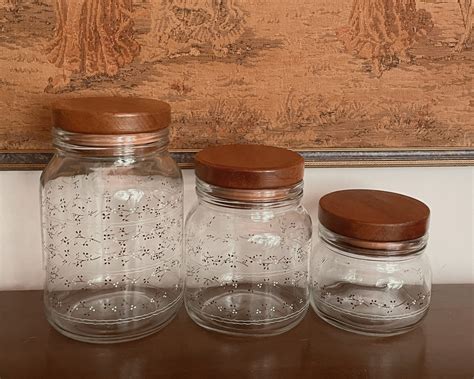 Set Of Three Vintage Brown Glass Jars Etsy