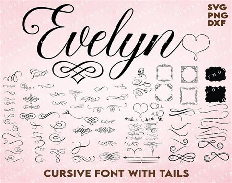 Cursive Font SVG Calligraphy Font Font Tails Handwritten - Etsy ...