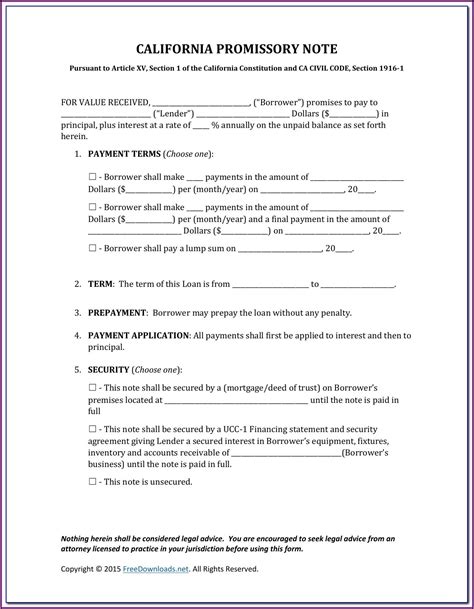 Promissory Note Secured By Deed Of Trust California Template