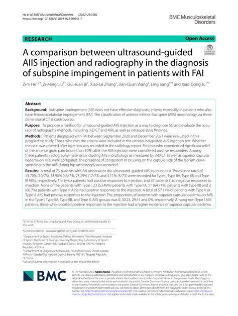 (PDF) A comparison between ultrasound-guided AIIS injection and radiography in the diagnosis of ...