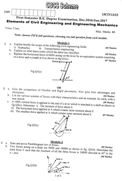 Elements Of Civil Engg Engg Mechanics VTU Syllabus