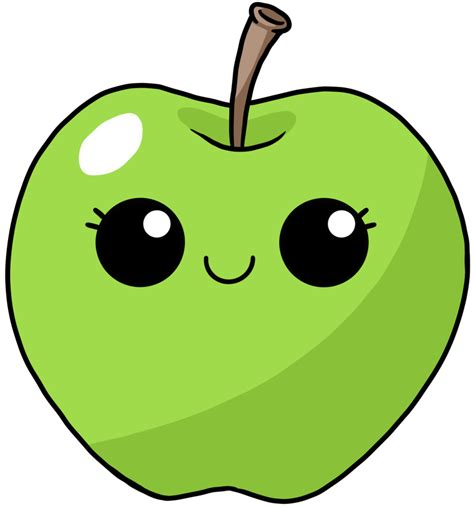 Cute And Smile Cartoon Fruit Colorful Character Green Apple 9584953 Png