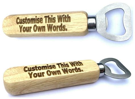 Personalised Wooden Bottle Opener Laser Engraved Bar Drinkers Etsy