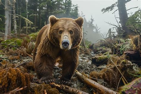 Photorealistic view of wild bear in its natural habitat | AI-generated ...