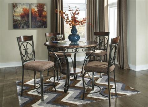 Glambrey Round Dining Room Counter Height Table Set From Ashley D329 13 Coleman Furniture