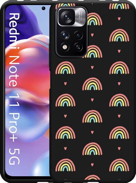 Cazy Hoesje Zwart Geschikt Voor Xiaomi Redmi Note 11 Pro Regenboog