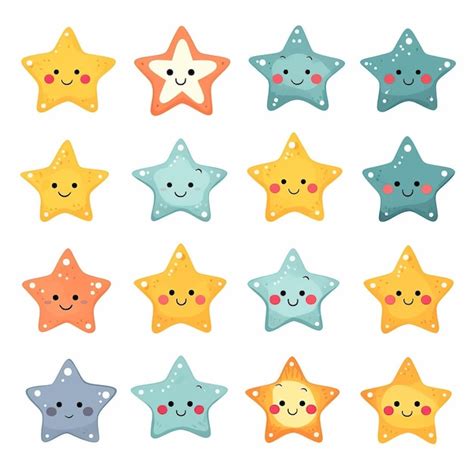 Premium Vector | A set of star shapes with different colors and the ...