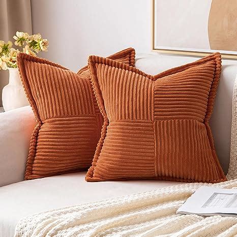 Amazon Miulee Rust Pillow Covers X Inch With Splicing Set Of