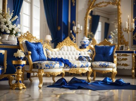 Premium AI Image | Regal Elegance Royal Blue Gold and Ivory Color ...