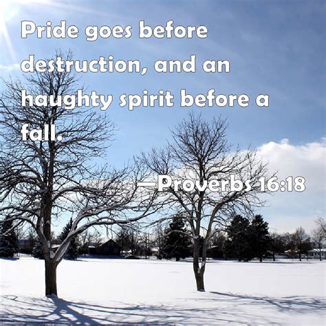 Proverbs 16:18 Pride goes before destruction, and an haughty spirit ...