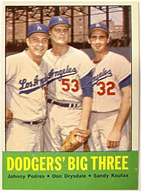 Sandy Koufax Don Drysdale Johnny Podres Topps Los Angeles