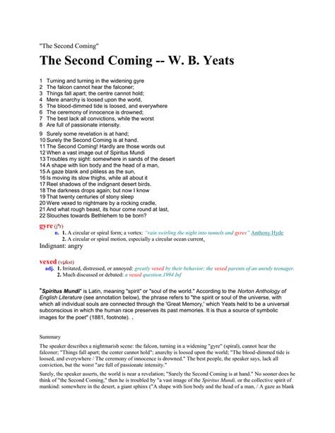 😀 Symbolism in the second coming. Symbolism in the Poem Second. 2019-02-28