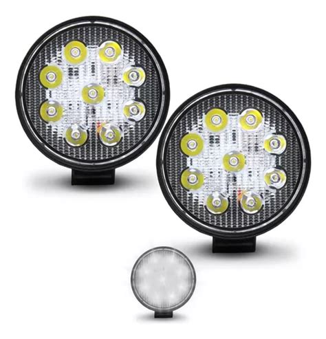 Faros Redondos De 9 Led Luz Fija 2 Pzas