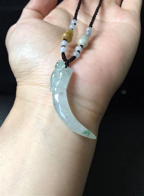 Ice Species Jadeite Necklace Natural Light Shape Jadeite Langya Pendant