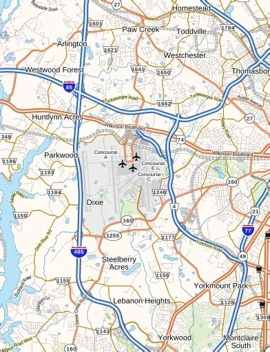 Charlotte Douglas International Airport Map, North Carolina