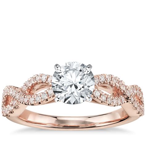 Infinity Twist Micropavé Diamond Engagement Ring In 14k Rose Gold 14