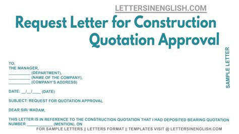 Request Letter For Construction Quotation Approval Sample Letter For