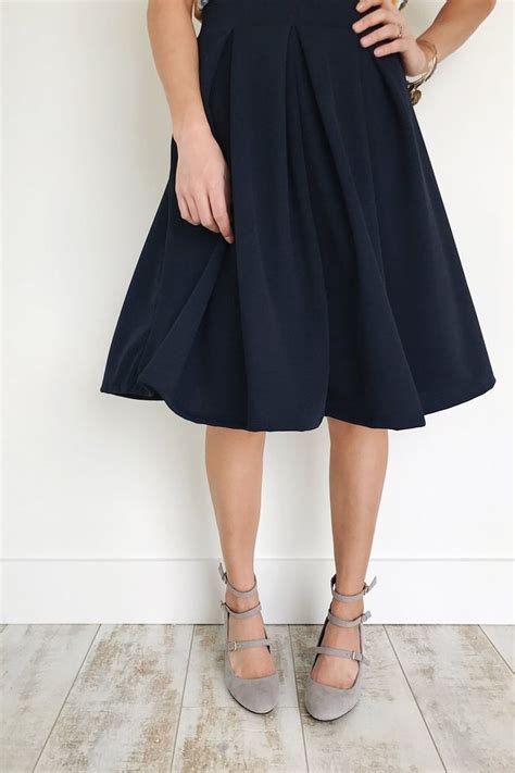 Navy Pleated Skirt Roolee Womens Skirt Outfits Classy Wear Skirt