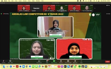 Tim Debat Fh Umy Meraih Runner Up Dan Best Speaker Dalam Lomba Debat Hukum Andalas Law