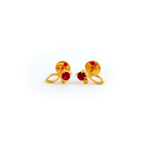 22kt Yellow Gold Ear Stud Es0001195 Swarnamahal Jewellers Ltd