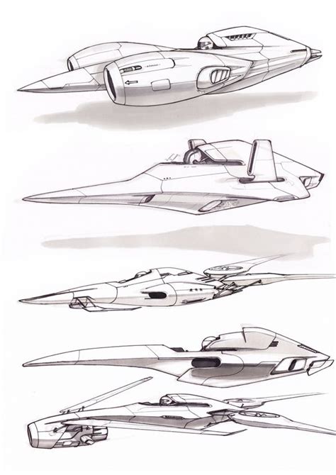 Concept Sketches of Spaceship Art