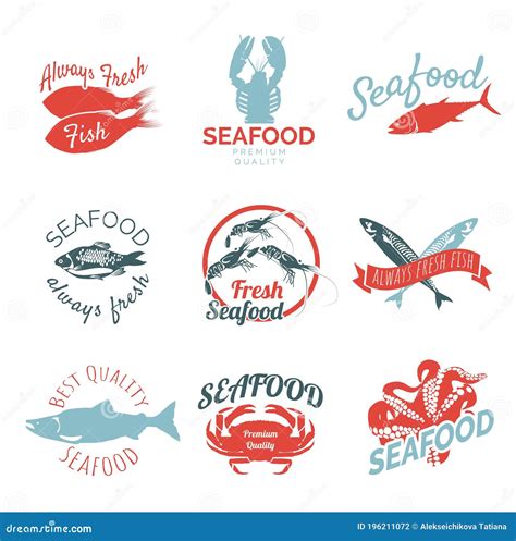 Best Quality Seafood Logo Design Set Stock Vector Illustration Of